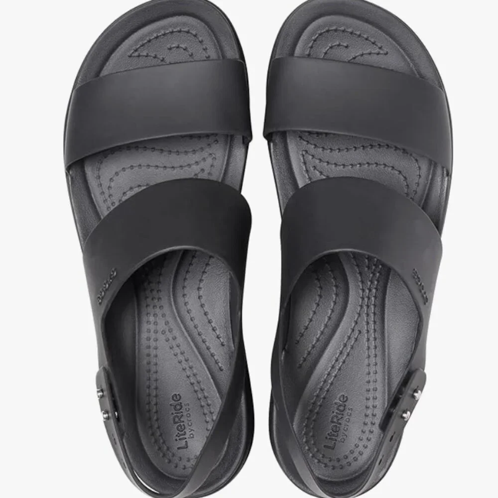 CROCS Black Platform Sandals Size 8